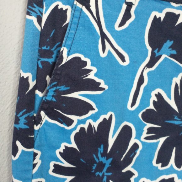 J. Crew Blue White Floral Chino Pants Women’s Size 0 Skimmer Slim Ankle - Picture 6 of 8
